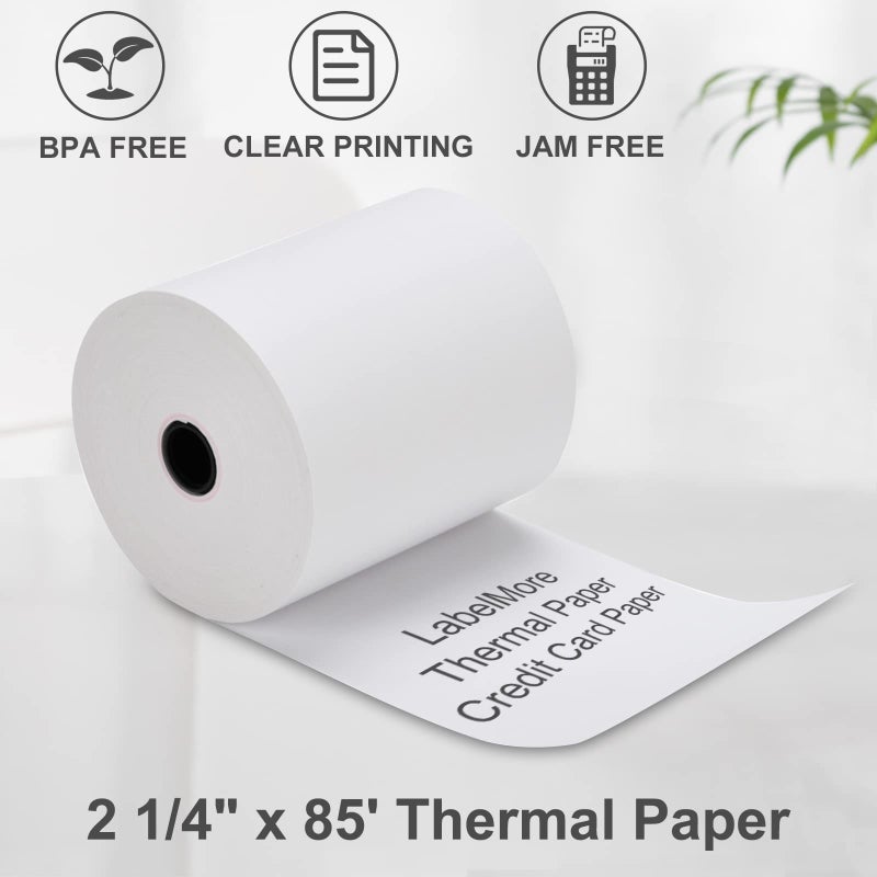 LabelMore 2-1/4 بوصة × 85 بوصة شريط ورقي حراري إيصالات نقدية لفات ورق ورق طابعة POS ممتاز (10 لفات) - Image 3